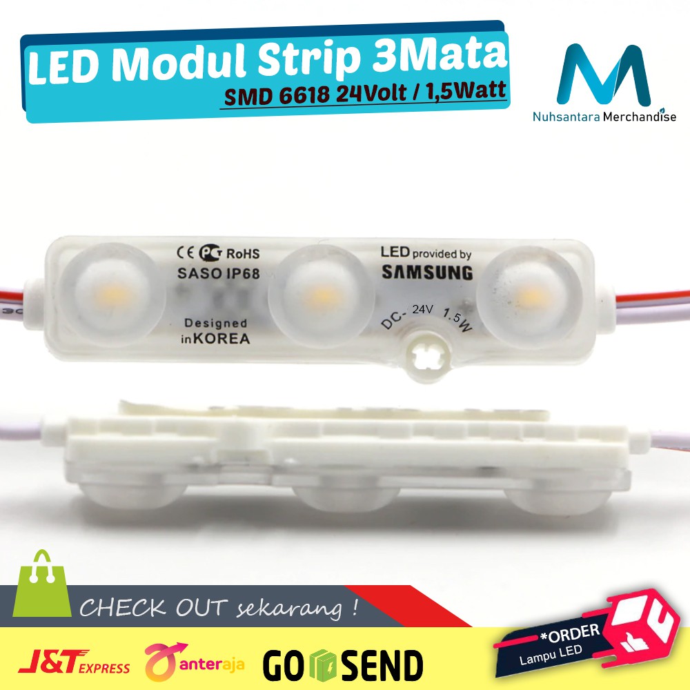 [𝐁𝐈𝐒𝐀𝐂𝐎𝐃]Lampu LED Modul 24Volt 1,5Watt LED 24V 1,5W 3 Mata Lampu Variasi 24 V SMD 6618