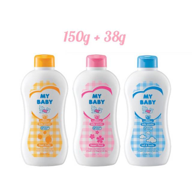 MY BABY - BABY POWDER 150 GRAM + EKSTRA 38 GRAM DAN 100 GRAM + EXTRA 25 GRAM