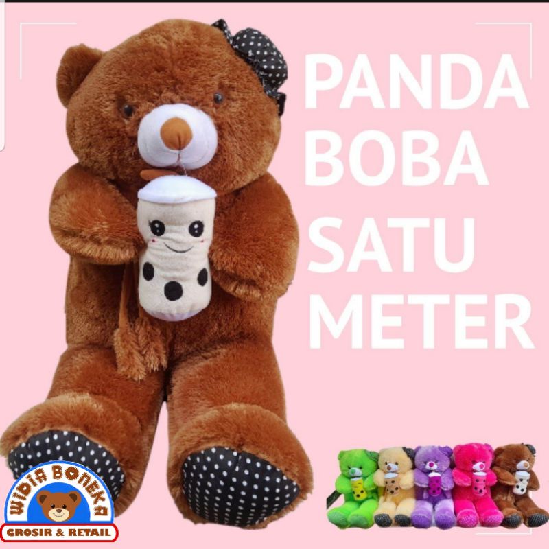 Boneka Tedy Bear Syal Topi Jumbo Bonus Boba