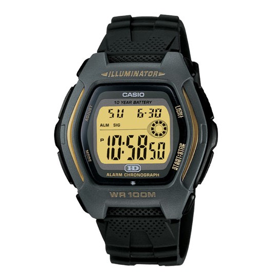 casio HDD600g-9 jam tangan pria original digital emas tali rubber unik