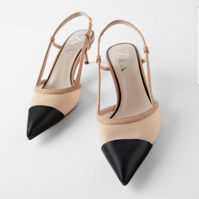 Sepatu Wanita High Heels Zara Ori Zr248, Nudeblack, Ready Size 35-40