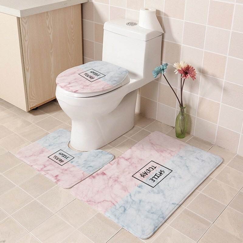 Import 3pcs Set Bathroom Mat Set Flannel Anti Slip Kitchen Bath Mat Carpet Bathroom Rug Washable Shopee Indonesia