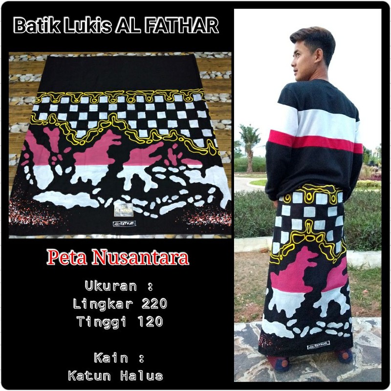 

SARUNG LUKIS ASLI HANDMADE SARUNG MOTIF PETA NUSANTARA