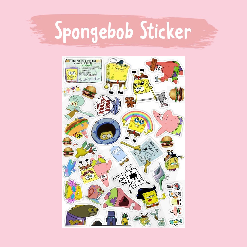 SPONGEBOB STICKER / STICKER TUMBLR NO CUTTING / STIKER TEMPELAN HP LAPTOP BINDER