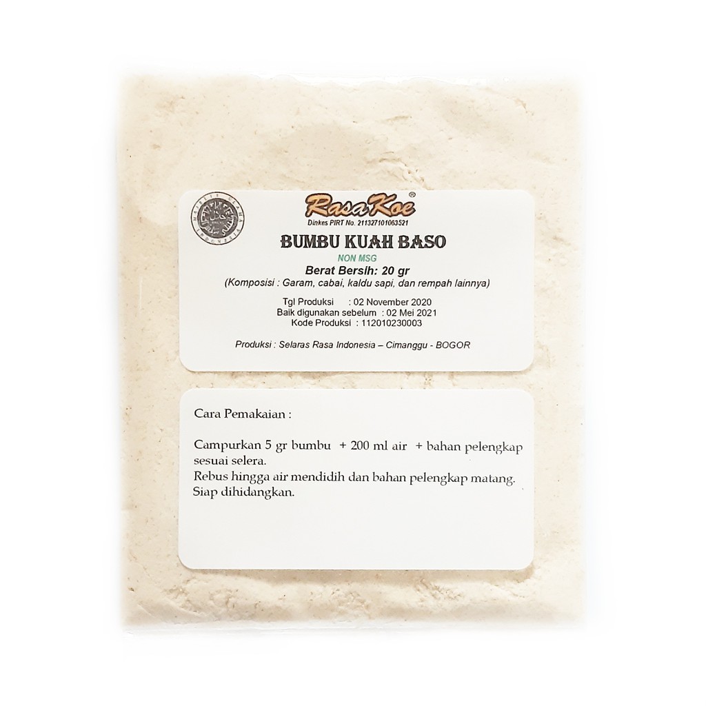 

Bumbu Kuah Bakso Instant Non MSG 20 gram Rasakoe Bisa COD instan tanpa pengawet