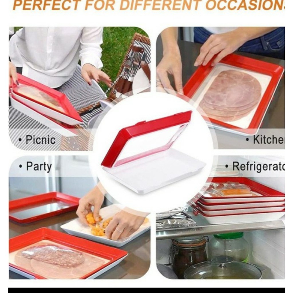 Tempat Makanan Vacuum FOOD TRAY Clever Creative food Preservation Tray Food Organizer Kulkas