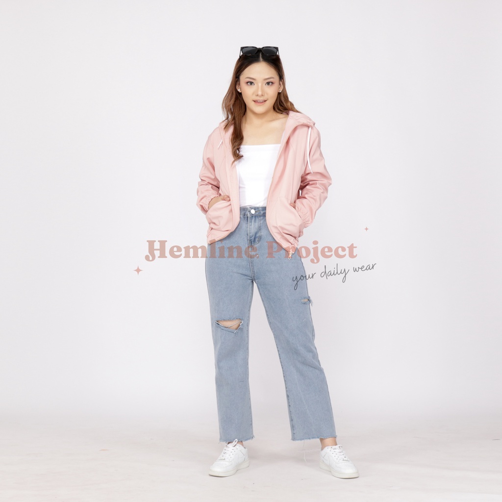 Aima Jaket Peach - Jaket Parasut Hoodie Wanita