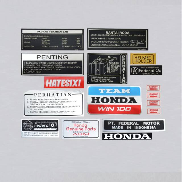 Sticker stiker decal tempelan Honda Win 100 Hatesix