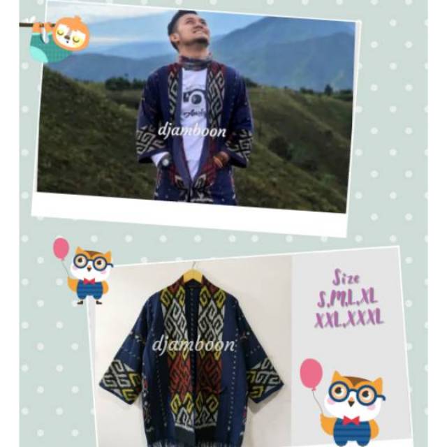 Outer kimono pria etnik navy rumbai