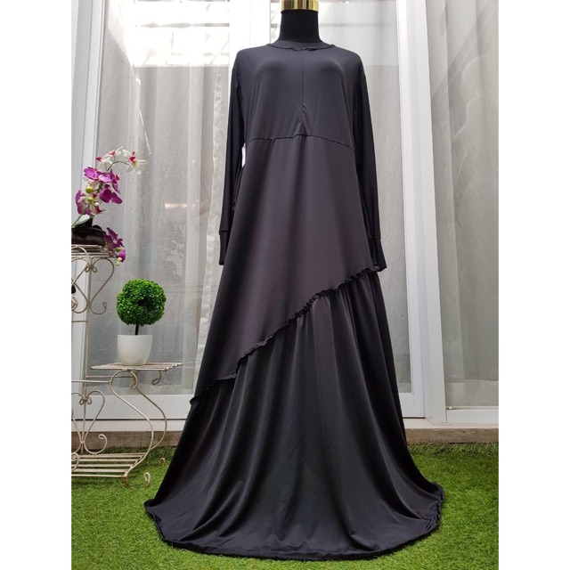 MILEA Maxy - Gamis Jersey Rempel Miring / Susun Miring Busui+saku / R.13 - 093-5003