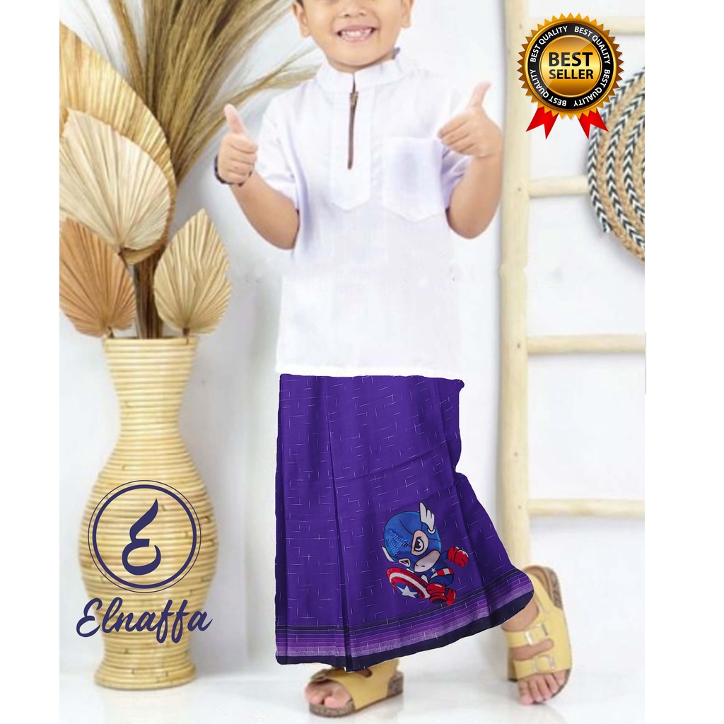 EL-NAFFA Sarung Anak Instan, Sarung Sunat, Sarung Anak Laki-laki Motif LED Gerimis Usia 2-7th