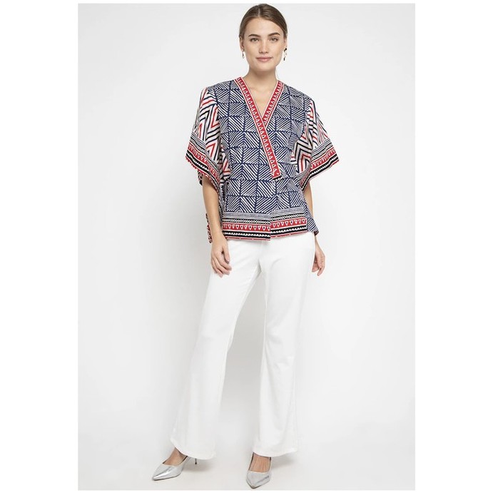 [PREMIUM] Leona Blouse Batik Cap Sarra Batik Premium Collection Atasan Model Batwing