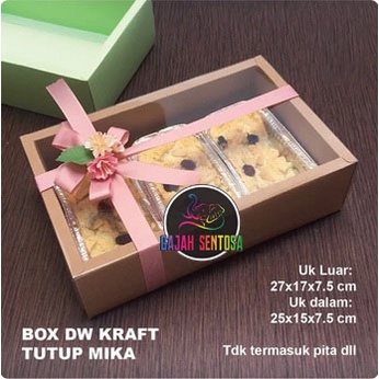 

BOX DW KUE KERING SOUVENIR KRAFT + TUTUP MIKA 27x17x7,5 CM