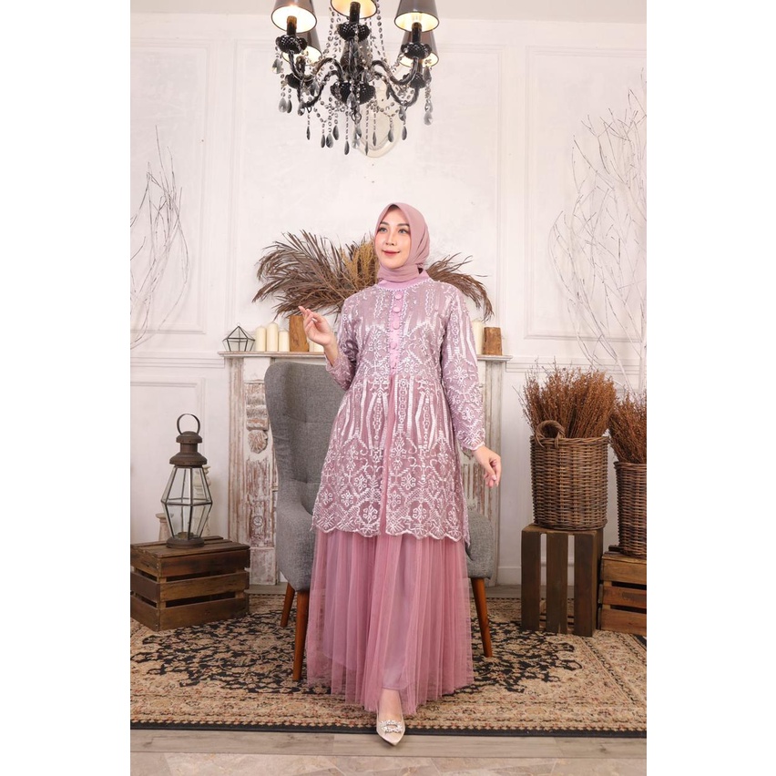 Dress Hayfa FM / Kebaya Gamis Modern / Kebaya Gamis Kondangan / Gamis Pesta Mewah / Gamis Modern / Gamis Brukat / Gamis