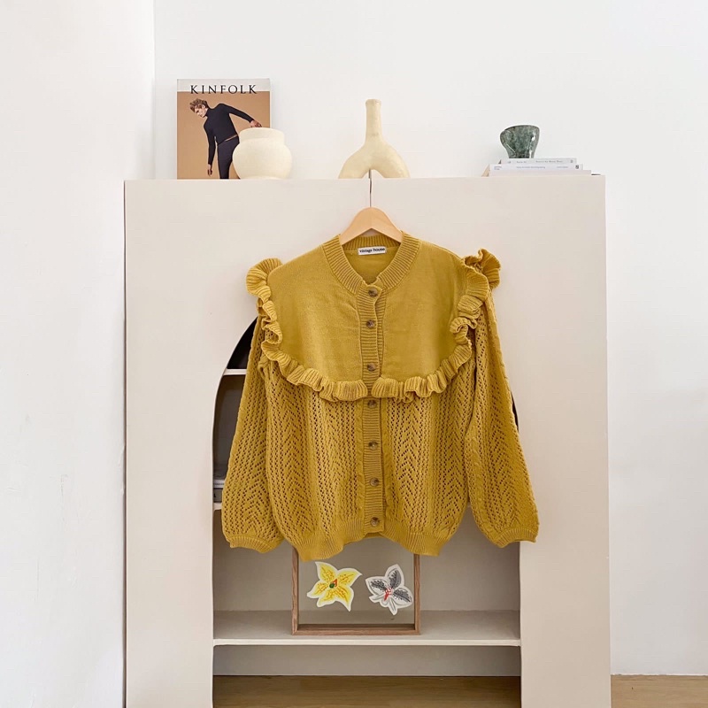Vintage House Jisoo Korean Knit Cardi (Cardigan Rajut Wanita Korea)-Butter