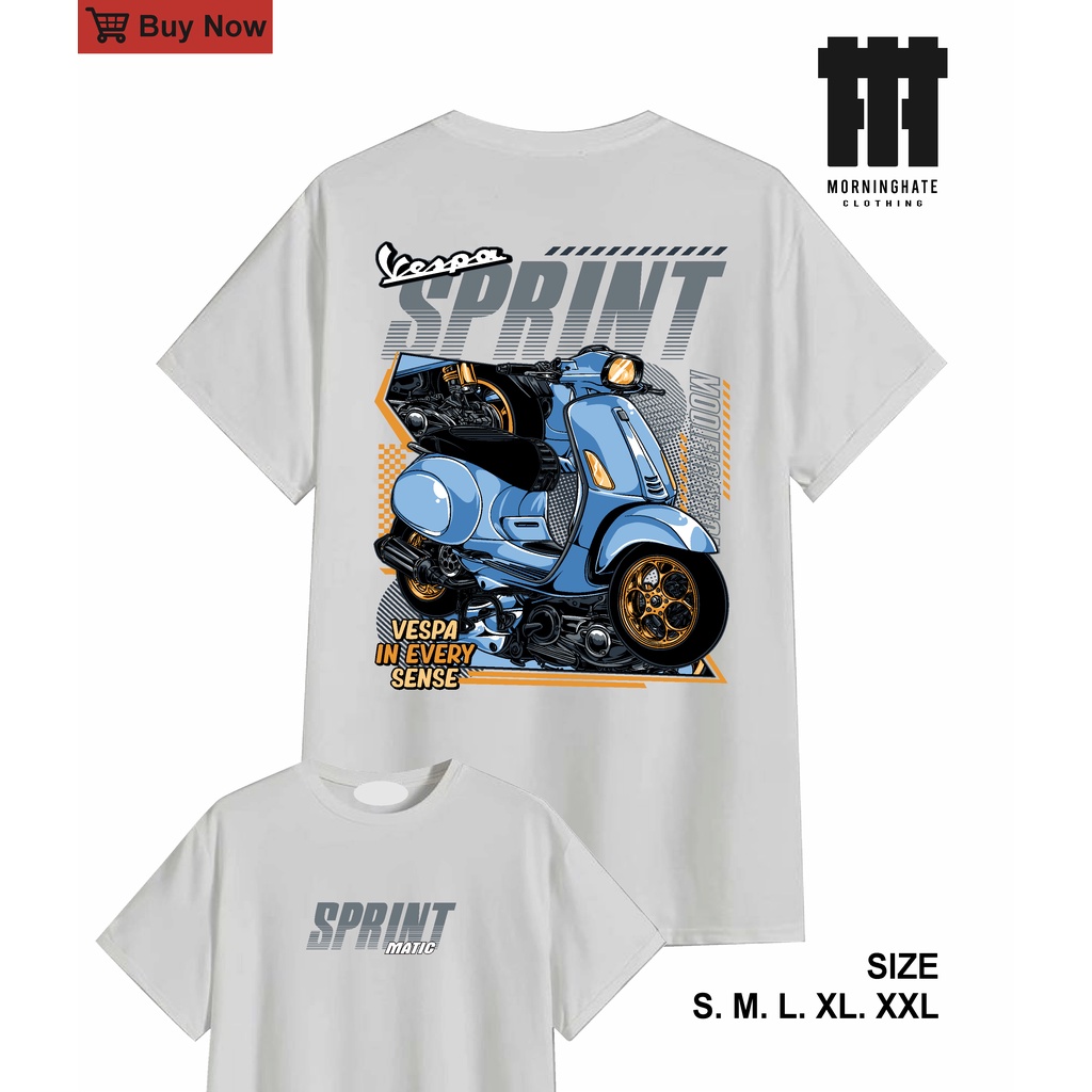 Baju Kaos OTOMOTIF VESPA SPRINT MATIC BLUE - MORNINGHATE