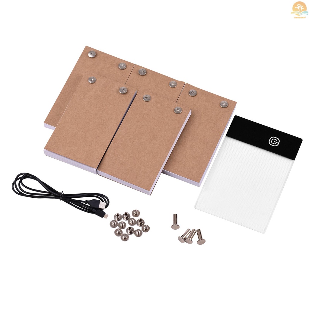 Flip Book Kit with Light Pad LED Light Box Tablet 300 Sheets Drawing Paper Flipbook with Binding Screws for Drawing Tracing Animation Sketching Cartoon Creation