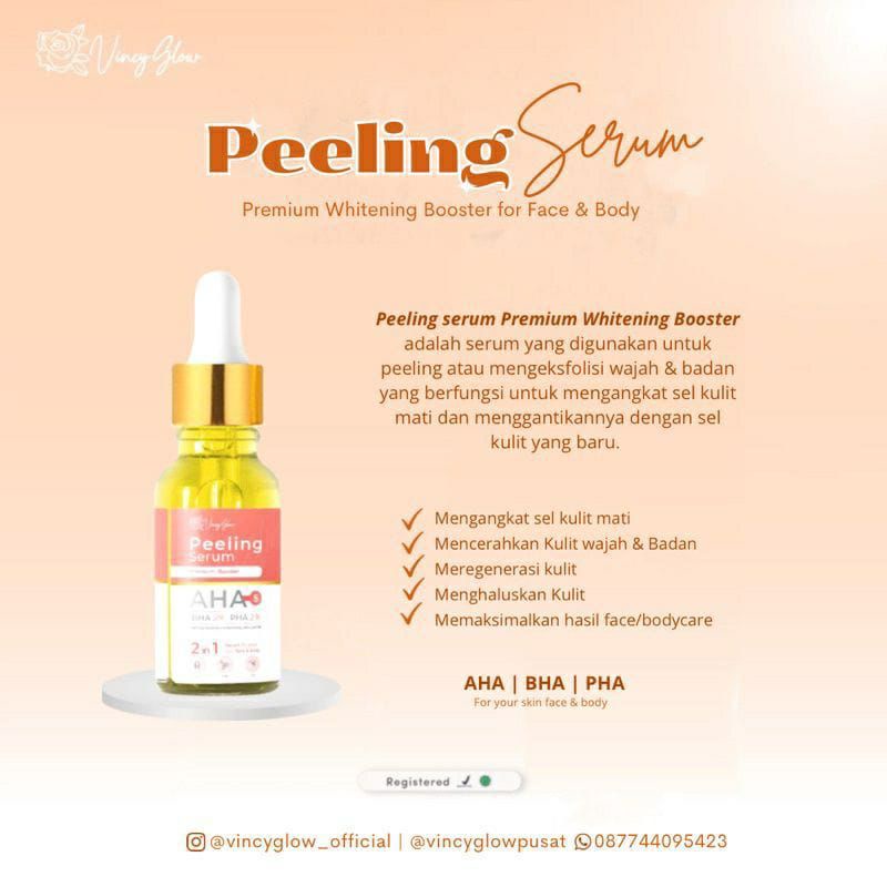 PROMO VINCY GLOW AHA PEELING SERUM PEMUTIH BADAN DAN WAJAH AMPUH VINCY GLOW w