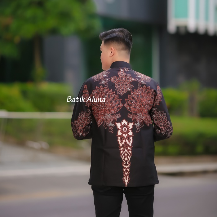 Baju Muslim Batik Pria Lengan Panjang Lapis Furing Premium Produksi Batik Aluna MBA 002