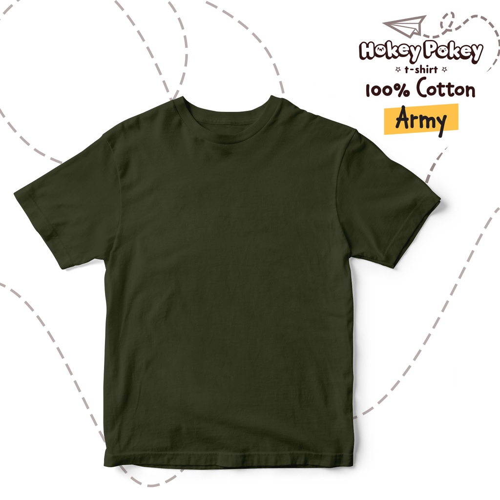 Baju Kaos T Shirt Polos Anak Laki Laki Katun Combed Army