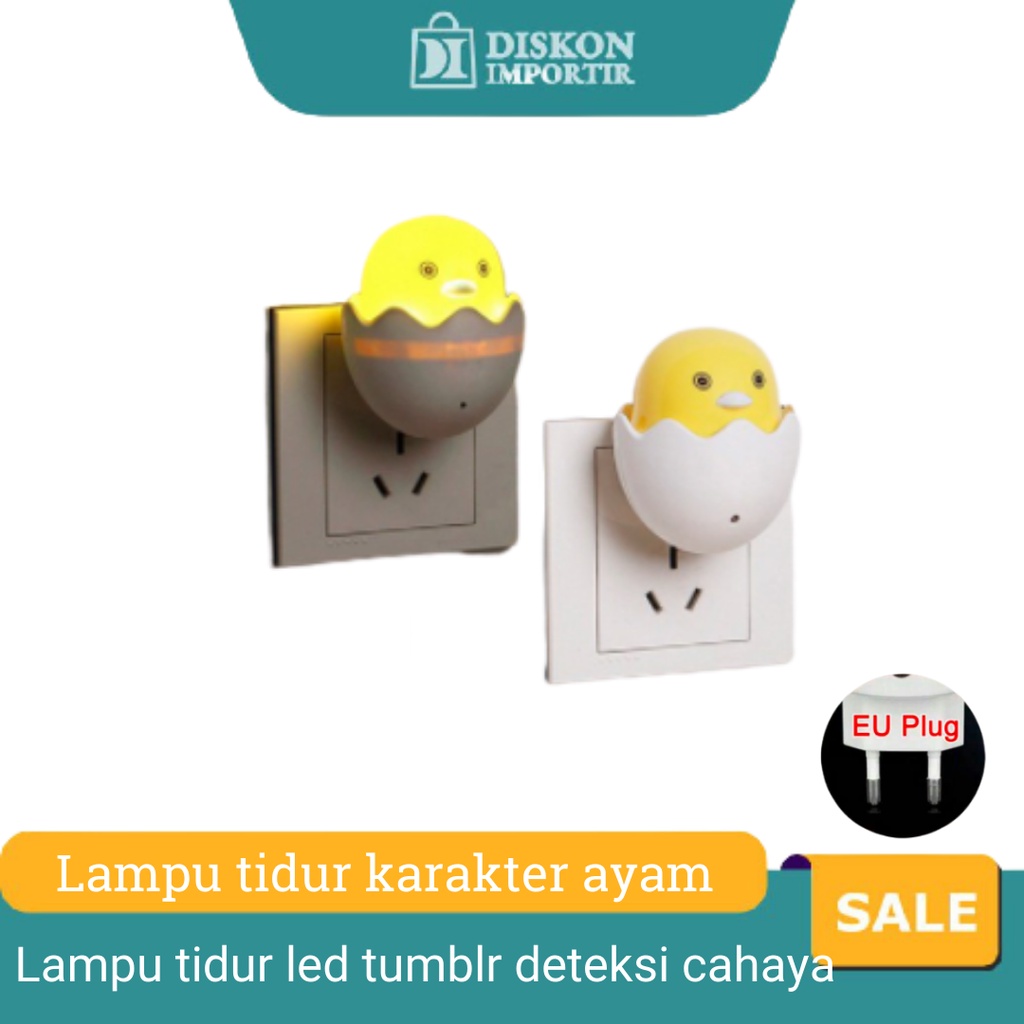 Lampu tidur led tumblr unik sensor deteksi cahaya karakter chicken ayam bisa COD