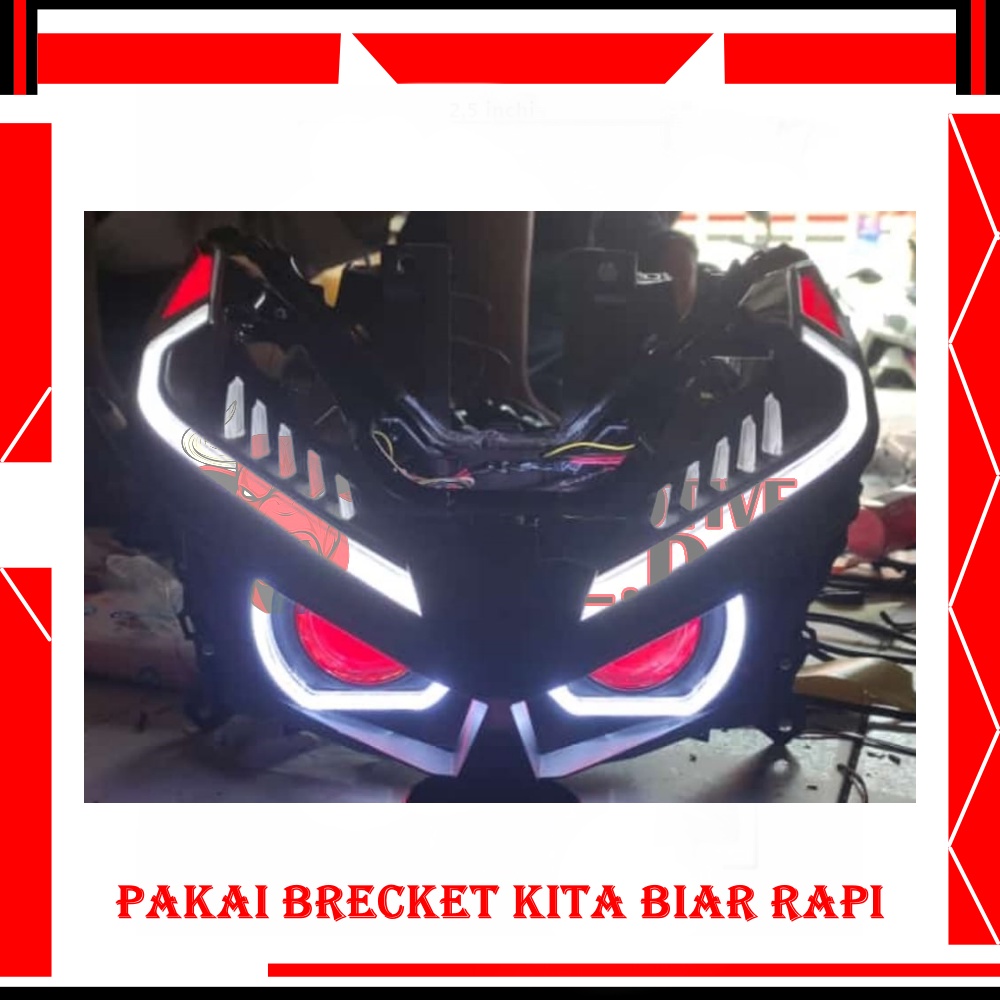 ORIGINAL BRECKET RETROFIT PROJECTOR WST 2,5 INCHI BRECKET PROJECTOR BRECKET HID PROJECTOR BRECKET BILED PROJECTOR BRECKET 3 INCHI AEROX PCX VARIO NINJA ZX BRECKET BUAT BILED TURBO BRECKET LAMPU MOTOR BILED