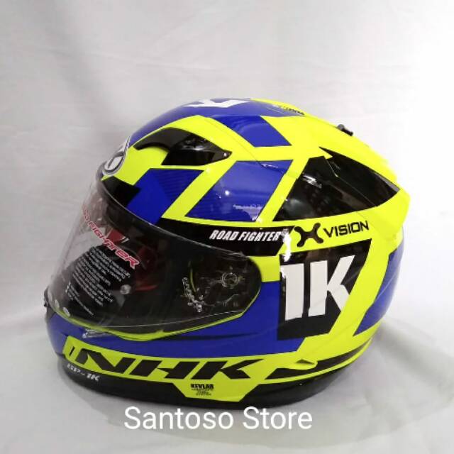 Helm Fullface NHK GP1000 Kuning Biru Yellow Blue Flo Flourecent
