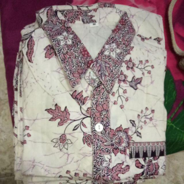 Qnunbatik Hem/kemeja Atasan Batik Anak Cowok Kd Melati Cream