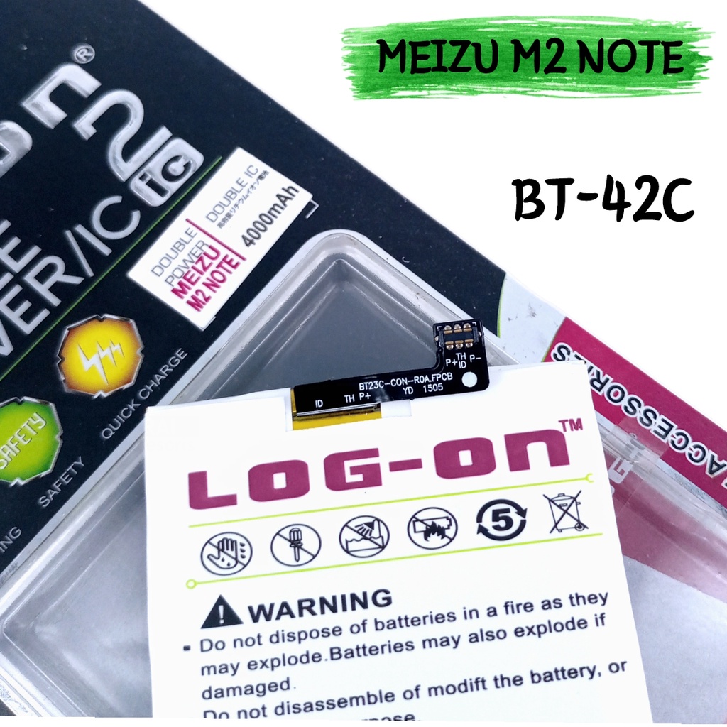 LOG - ON Baterai Meizu M2 Note BT-42C Double IC Protection Battery Batre