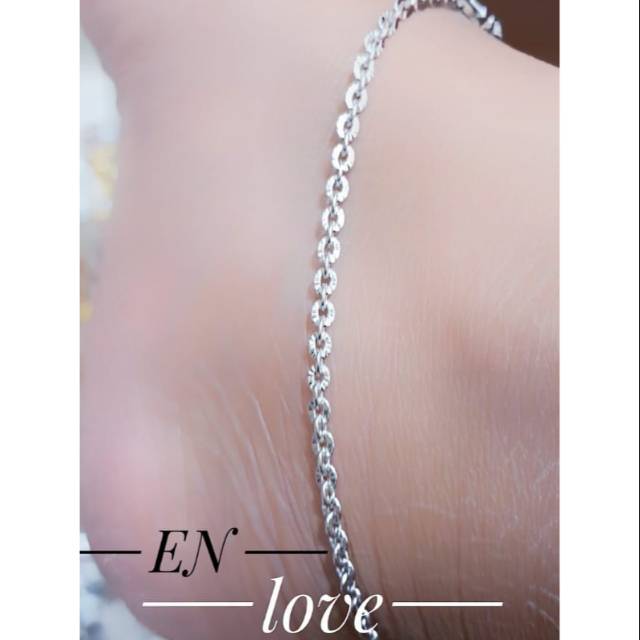 Gelang kaki meda ukir silver