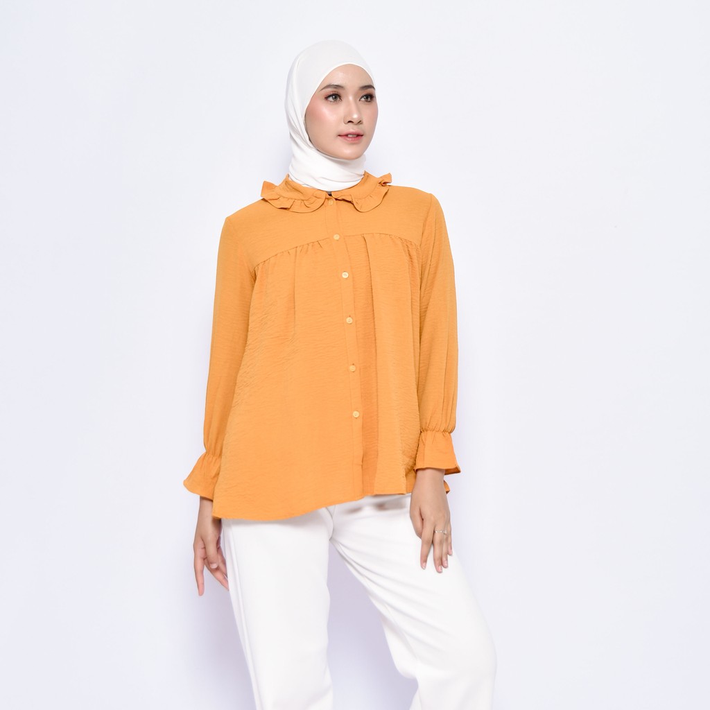 KEMEJA BLOUSE KERAH REMPEL HANSA SWAL KRINKLE SHIRT PREMIUM SHIRT B386