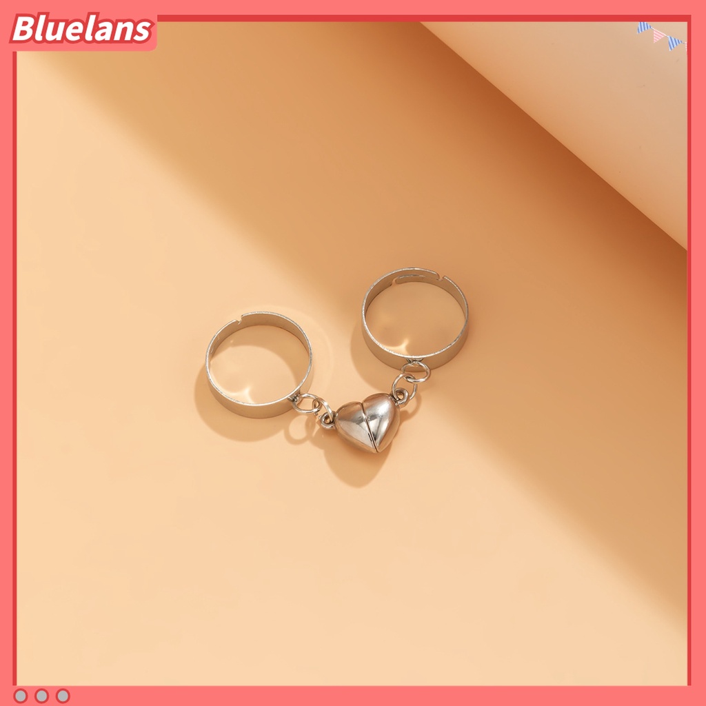 2pcs / Set Cincin Rantai Magnet Model Terbuka Dapat Disesuaikan Untuk Pasangan