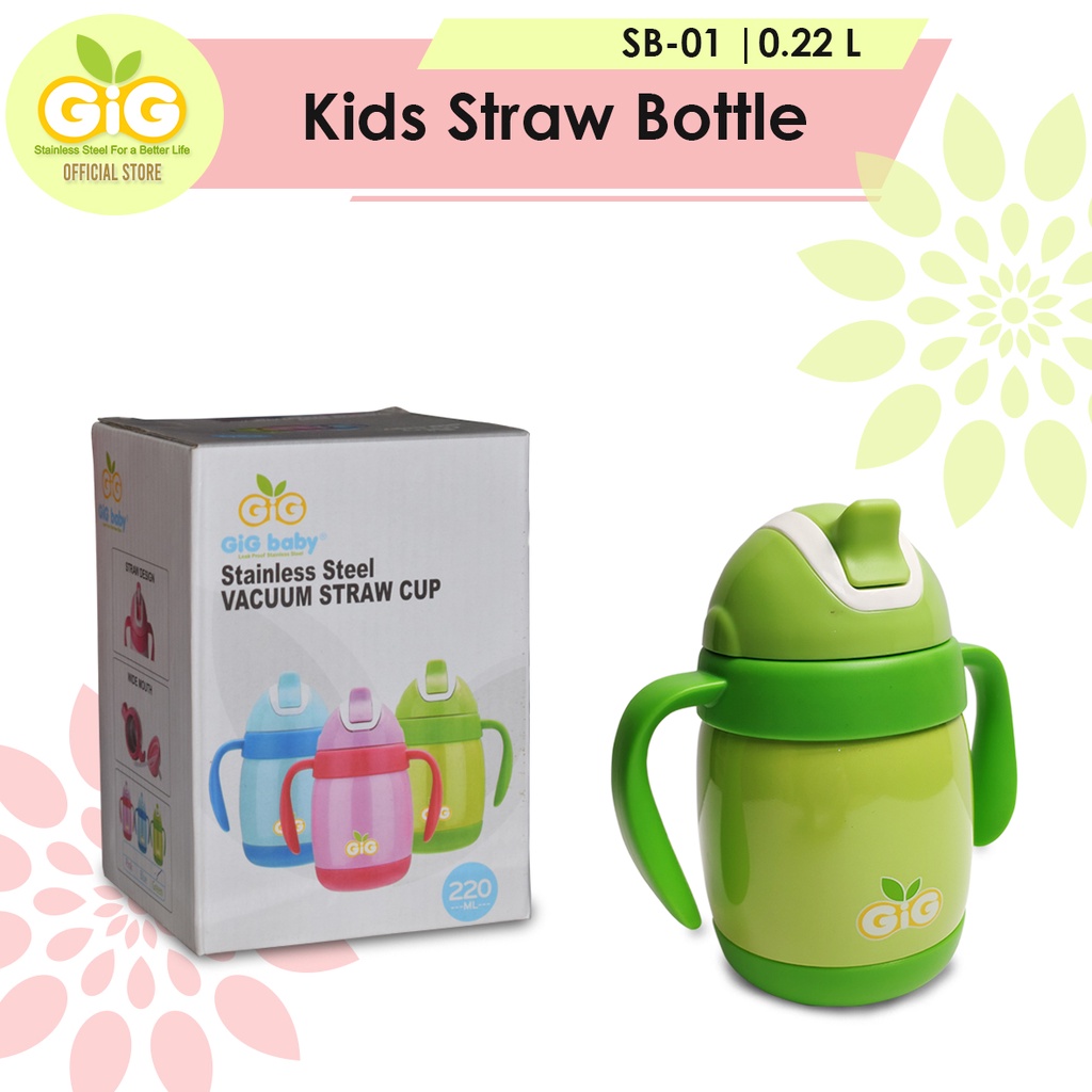 Botol Minum Anak GIG Baby Vacuum Kids Straw Bottle 220ml SB-01 / Termos Anak / Stainless Steel