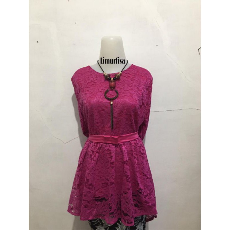 Atasan Kebaya Brokat / brukat Rinjani / kebaya lamaran / kebaya wisuda / kebaya modern PART 1-Pink fanta atasan