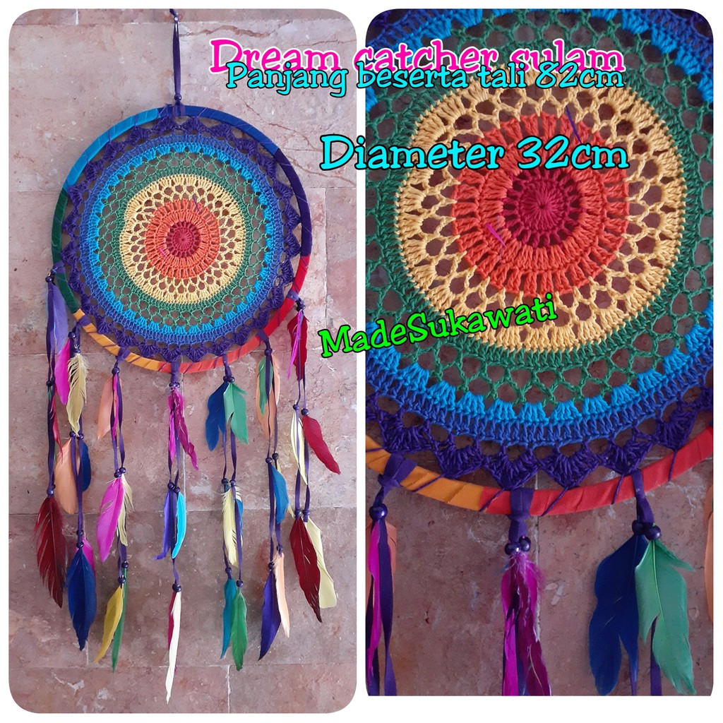 Dream catcher sulam jaring pelangi 82 cm