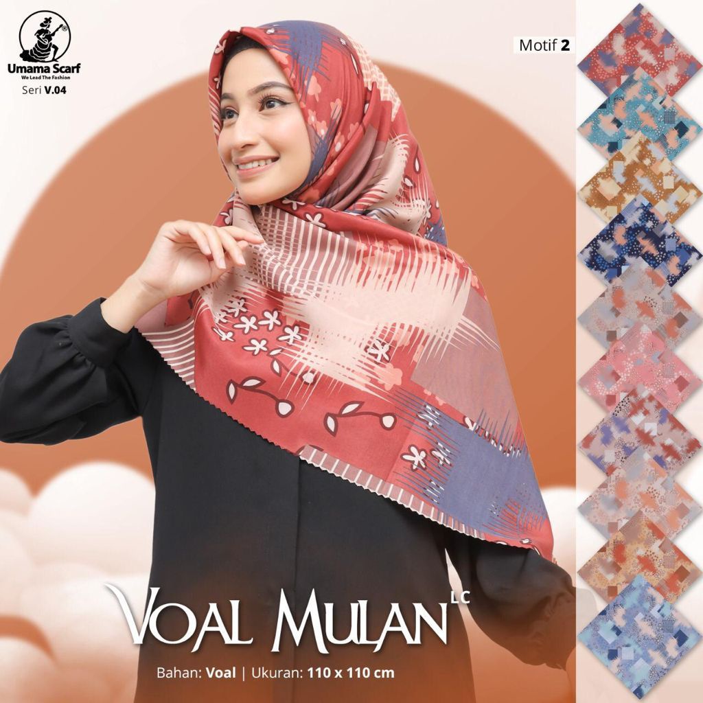 [TERBARU] V-04 Hijab Segi empat Umama Voal Motif Mulan Laser Cut / Jilbab SEGI 4 VOAL MOTIF MULAN PR