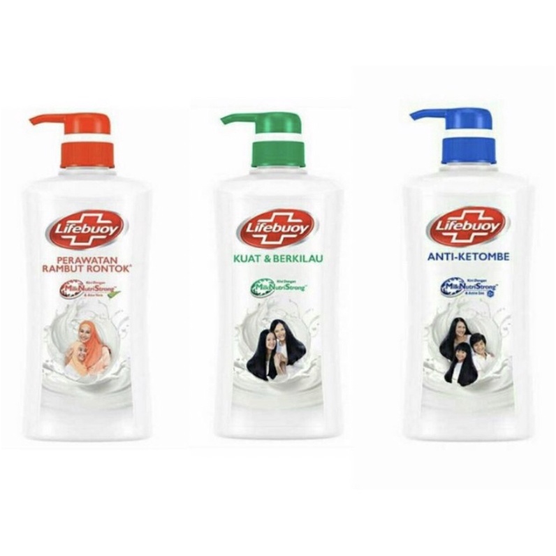Lifebuoy shampoo 680ml / 340 ml biru - anti dandruff ketombe / hijau - strong & shiny kuat bersinar 