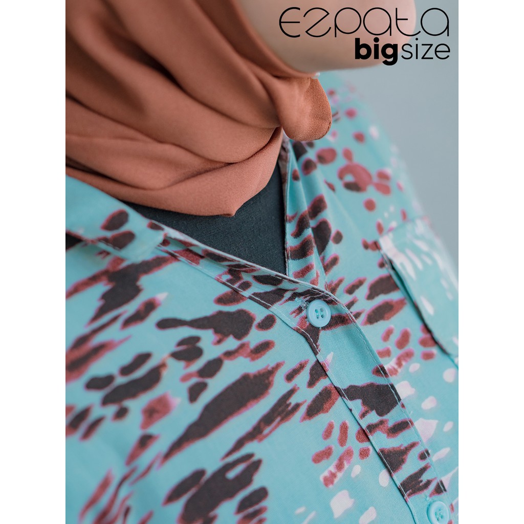 Tunik Ezpata Bigsize Jumbo Rayon LD 148 cm Hem Super Jumbo Saku Dada Kancing Depan Busui Friendly Lebaran