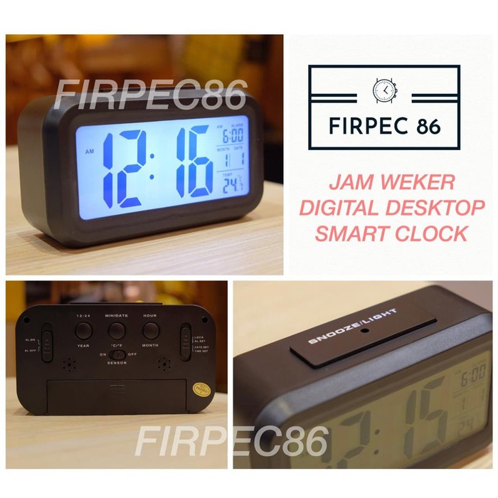 Jam Meja Digital / Jam Weker Pintar / Digital Smart Alarm Clock -  Lampu LED Sensor Temperatur / Jam Weker Pintar