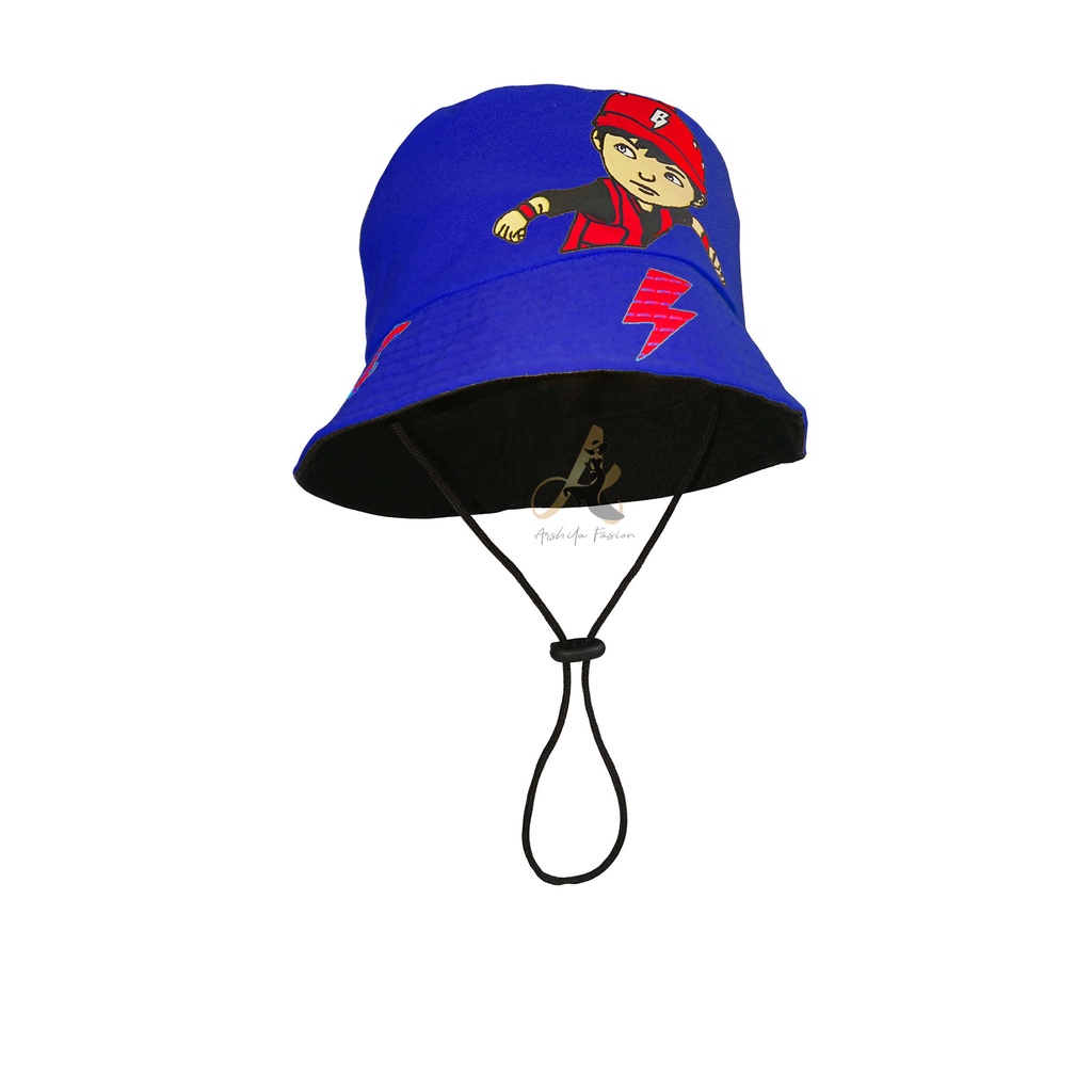 Topi Bucket Anak Laki Laki Perempuan Sablon Boboboy / Bucket Hat Anak