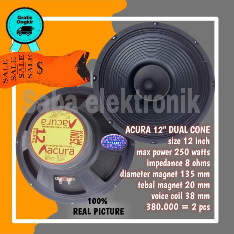 speaker 12 inch Acura dual cone 250 watt