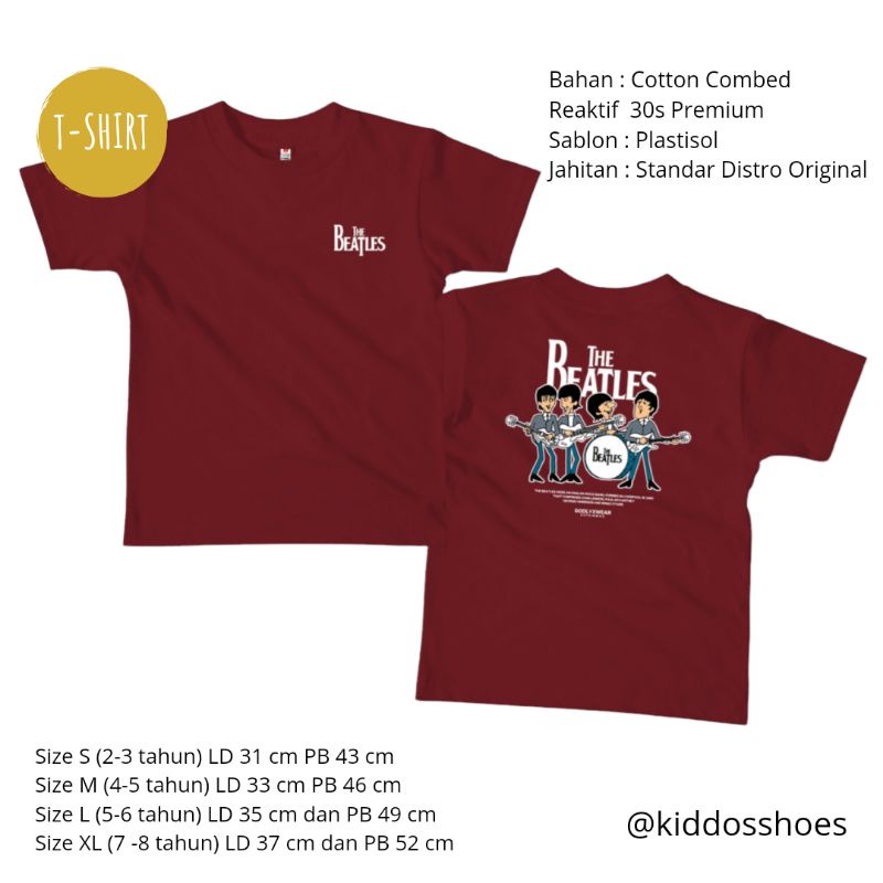 KAOS BAND ANAK | KAOS BAND ANAK THE BEATLES | COTTON COMBED 30 S PREMIUM