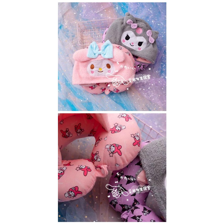 BANTAL LEHER MELODY KUROMI HELLO KITTY CINNAMOROLL NECK PILLOW TRAVEL IMPOR