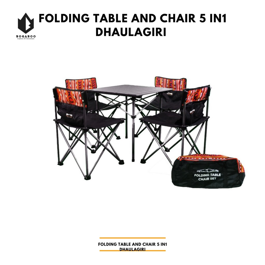 Meja Set Dhaulagiri - Etnik Merah - Folding Chair &amp; Table