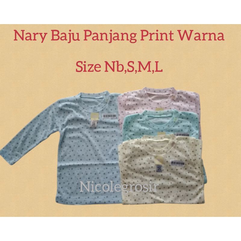 Nary Baju Oblong Panjang Print Warna / Baju Bayi