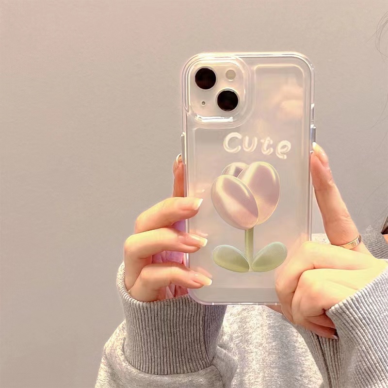 Ins Soft Case Tpu Transparan Motif Bunga Tulip Untuk iPhone 14 14pro 14max 14prm 13pro 13pro 11 7Plus 8Plus Xr XS 13 12pro Max