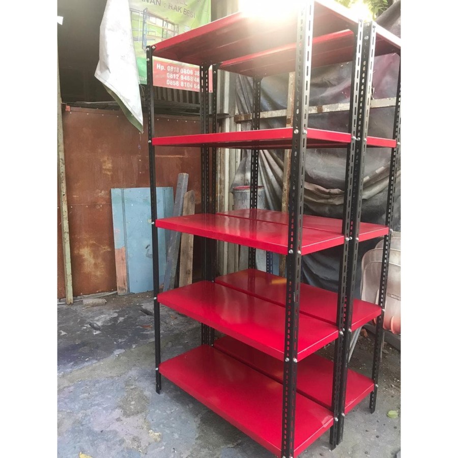 Rak Besi Ukuran 120X40X200 5 Ambalan + Kaki Karet