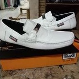 ENOZ X ROVER - Slop Putih Pria Kulit Asli Kasual Original Handmade Sepatu Slip On Pantofel Moccasin Casual Santai Formal Gaya Modis Nikahan Santai