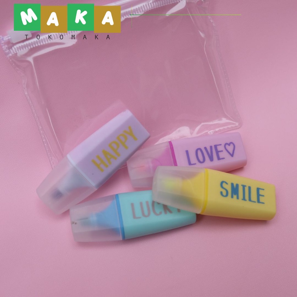 

1 set kantong stabilo smile highlighter 1 set text marker text liner penanda buku perlengkapan sekolah murah import alat tulis kantor unik
