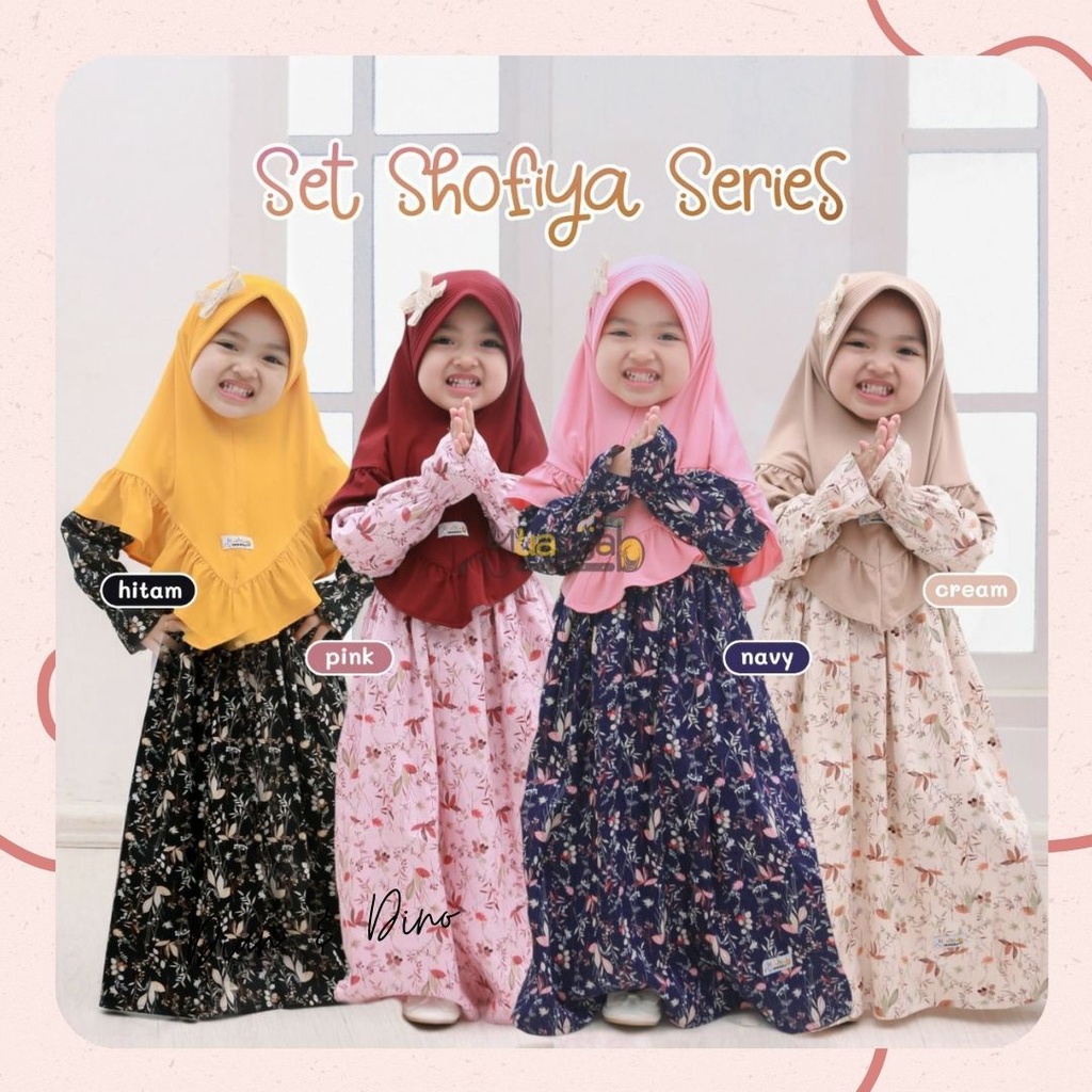 Gamis katun jepang anak / gamis set katun jepang/ gamis anak 1 - 10 tahun